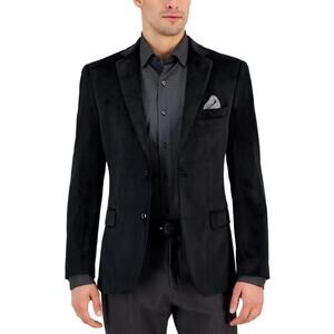 Alfani Men's Solid Black Velvet Slim Fit Classic Suit Blazer Sport Coat Size 40S